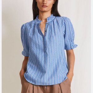 Apiece Apart Los Altos Top in Blue Seersucker Stripe, Size XS